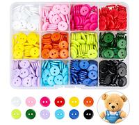 Furuising Lot de 600 Boutons Colorés, 11,5 mm à 2 Trous en Résine Boutons Ronds Bouton avec Boîte de Stockage pour Enfants Vêtements Couture Artisanat Ornements et Bricolage Ornement Fait à la