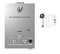 Furvveerr Chauffe-Eau à Gaz Instantané 12LPM 24KW LPG GPL au Butane Propane avec Modes Hiver et Eté,Protection Contre La Surchauffe,Couleur Argent,pour La Maison,ExtéRieur,Camping Car