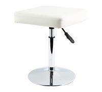 FURWOO Tabouret de coupe carré en cuir synthétique réglable en hauteur pour atelier, salon de coiffure, salon de beauté, spa, dessin, tatouage, petit (blanc)