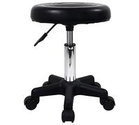 FURWOO Tabouret Rotatif Rond avec Roues PU Leahter Tabouret Roulant Hauteur réglable Spa Salon Massage Tabouret Noir