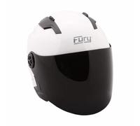 FURY CASQUE JET RACE BLANC MAT AVEC VISIÈRE TEINTÉE - XS