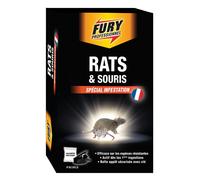 FURY Raticide et souricide Fury, 7 sachets de 20g avec boite appât