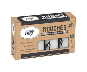 FURY - Rubans attrape mouches - Ecologique à la glu - 100% efficace - Sans odeur - 4 pièges - Fabrication Française