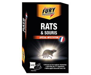 FURY - Sachets contre rat et souris - Efficace sur les espèces résistantes - Actif dès les 1ères ingestions - Pré dosés - 7x20g- fabrication française
