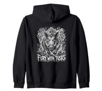 Fury with Tusks Wild Boar Viking Sanglier Rage Sweat à Capuche