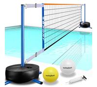 Furypiont Filet de volleyball de piscine - Système de filet de volleyball portable intérieur/extérieur avec 2 balles de volleyball d'eau et base robuste