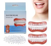Furzero Lot de 2 paires de dents fausses dents en silicone pour dents dentaires - Plaquage de dents - Couverture dentaire cosmétique - Prothèse dentaire complète - Dents temporaires pour femmes et
