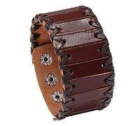 Fusamk Bracelet tressé punk rock large en cuir, Métal, Pas de gemme