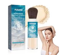 Fusang Protection solaire en poudre minérale pour le visage, poudre de protection solaire SPF 50 Pa++++, poudre protectrice solaire longue durée pour cuir chevelu, brosse respirante en poudre