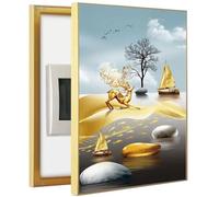 Fuse Box Cover, Electric Meter Box Decorative Painting Electrical Panel Cover Aluminum Frame Distribution Box Hide Circuit Breaker Panel Fuse Box Cover Cabinet(Size:50x60cm(E,50x60cm)