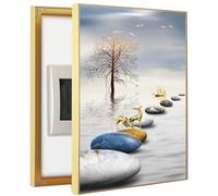 Fuse Box Cover, Electric Meter Box Decorative Painting Electrical Panel Cover Aluminum Frame Distribution Box Hide Circuit Breaker Panel Fuse Box Cover Cabinet(Size:50x60cm(F,50x70cm)