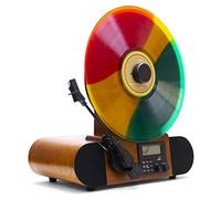 Fuse Lecteur de Disque Vinyle Vertical Vert | Radio FM, Bluetooth, AUX, USB | Réveil | Cartouche Audio Technica | Haut-parleurs Gamme complète | Vintage Moderne du Milieu du siècle | Bois de frêne