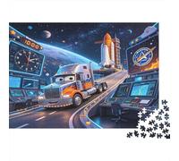 Fusée de lEspace Camion Dessiné Puzzle 1000 Pièces Papier pour Adultes Centre Spatial Nocturne Jeu de Puzzle 1000 Pièces Famille Relaxation Décor Cadeau 70x50cm/1000pcs