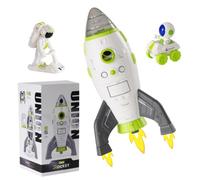 Fusée Spatiale Jouet pour Enfants,Vaisseau Spatial avec Lumière et Son,2 Figurines d’Astronaute & Véhicule Lunaire,Module Démontable,Jeu d’Exploration Spatiale,Cadeau pour Garçons et Filles dès 3 Ans
