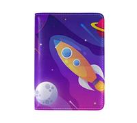 Fusée Spatiale Univers Fantaisie Détenteur d'un Passeport Titulaire Etui en Cuir Véritable Couverture de Passeport pour Voyage Hommes Femmes