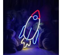 Fusée USB LED néon mural, néon signe veilleuses néon lumière néon pour fête bar jeu chambre chambre décoration murale, anniversaire enfants