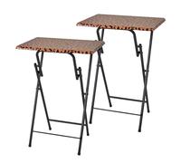 fusehome Lot de 2 plateaux TV pliants, plateau TV pour manger sur le canapé, petite table pliante, table portable, table de collation pliable, avec imprimé léopard, pour lit et canapé, salon, chambre
