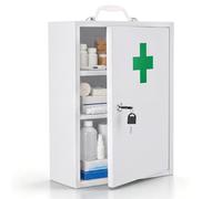 Fushabana Armoire à pharmacie suspendue verrouillable en acier 41 x 31 x 13 | 3 Compartiments Verrouillables avec 2 Clés Suspendus + Portable Croix Vert Blanc Salle de Bain Cuisine Bureau