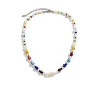 FUSHENGTER Collier Hommes Long Pendentif Colliers Femmes Cadeau Chaîne Simple Hip Hop Style Coloré Perles De Cristal Collier De Perles Homme Soleil Couleur Collier De Perles Perle Collier Coloré