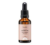 Fushi Huile de jojoba bio 30 ml, idéale pour le nettoyage de la peau, la peau sèche et les cheveux secs, fraîchement pressée, riche en vitamine E, hypoallergénique, éthique et certifiée par la Vegan