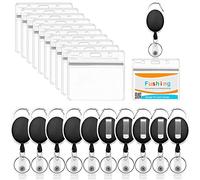 Fushing 10 Porte-badge avec Yoyo,Porte Badge Enrouleur,Carte d'identité avec Porte-clés pour Arte de Visite, Carte Bus (Horizontal)