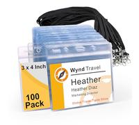 Fushing 100 porte badge tour de cou,7.6 x 10.2 cm porte carte plastique,pochette plastique pour Porte Badges d'Identification Portable