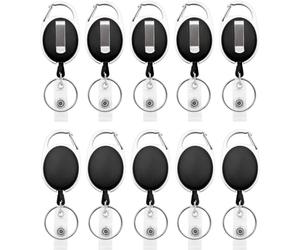 Fushing 10pcs porte-clés rétractables, porte-badge mousqueton robuste, bobine de badge d'identification avec cordon rétractable