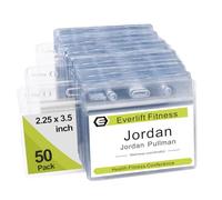 Fushing 50pcs Porte-cartes d'identité avec étiquette en plastique transparent
