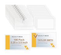 Fushing Lot de 100 Badge Nominatif,badge personnalisé,90 x 56 mm badges d'identification en plastique transparent pour cartes de visite avec clip de fixation