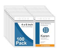 Fushing Lot de 100 plastique Transparent vertical badge Holders, étiquette pour nom Holders, porte-cartes XXL