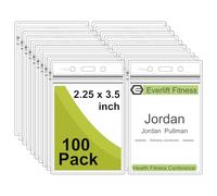 Fushing Lot de 100 porte-étiquettes pour étiquettes, cartes, ou badge, en plastique vertical Transparent S claire