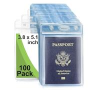 Fushing Lot de 100 porte-étiquettes pour étiquettes, cartes, ou badge, en plastique vertical Transparent XL