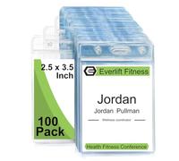 Fushing Lot de 100 porte-étiquettes pour étiquettes, cartes, ou badge, en plastique vertical Transparent M claire