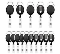 Fushing Lot de 15 porte-clés rétractables, porte-badge mousqueton robuste, bobine de badge d'identification avec cordon rétractable