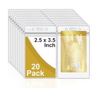 Fushing - Lot de 20 porte-badges verticaux en transparent avec fermeture éclair étanche refermable