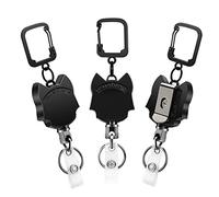 Fushing Lot de 3 porte-badges rétractables robustes en métal, cordon de 78,7 cm, mousqueton avec clip de ceinture, peut contenir jusqu'à 15 clés et outils