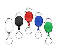 Fushing Lot de 5 porte-badges rétractable mousqueton bobines porte-clés chaînes avec métal bague fendue