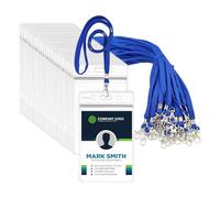 Fushing Lot de 50 porte-badges verticaux en plastique transparent avec crochet pivotant pour l'école, les festivals, les événements (L)