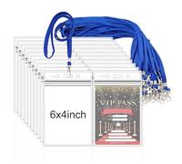 Fushing Lot de 50 porte-badges verticaux en plastique transparent et 50 cordons tour de cou bleus avec crochet pivotant pour école, festival, événement (taille XXL)