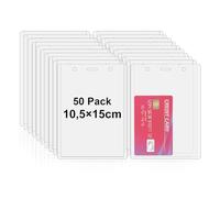 Fushing Lot de 50 porte-badges verticaux perforés en PVC pour badge de visiteur ou organisation d’événement 150x105mm claire