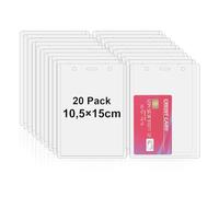 Fushing porte-badges verticaux perforés en PVC pour badge de visiteur ou organisation d’événement 150x105mm claire (20)