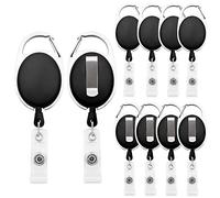 Fushing porte-clés rétractables, porte-badge mousqueton robuste, bobine de badge d'identification avec cordon rétractable (10 pcs)