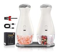 FUSHUI Gravity Ensemble de moulins à sel et poivre électriques rechargeables par USB avec LED chaude, grossièreté automatique et réglable, gadgets de cuisine, cadeaux de pendaison de crémaillère pour