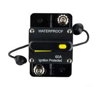 Fusible disjoncteur 30 A 300 A CC pour automobile et marine avec interrupteur de réinitialisation manuelle et capuchon de protection en caoutchouc pour la prévention des courts-circuits (60 A)