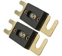 Fusible en Ligne 2 Pièces 125a 32v Plaqué Or pour Audio Voiture | Cuivre à Surface Dorée, Haute Conductivité, Résistance à Chaleur, Montage Facile, pour Fils et Haut-parleurs