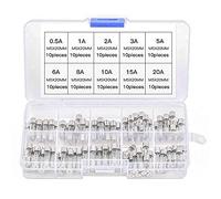 Fusible en Verre,100 PCS Verre Tube Fusible à Soufflage Rapide Fusibles de Tube de Verre de Voiture à Soufflage Assorti 0.2A 0.5A 1A 2A 3A 5A 8A 10A 15A 20A