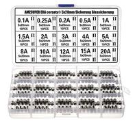 Fusible Verre 5x20mm DiversKit Fast Blow Fusibles 15 Valeurs 0,1A 0,25 A 0,2 A 0,5 A 1,5 A 2A 3A 4A 5 A 8 A 10 A 12 A 15 A 20 A/Pour Voiture Moto Bateau Etc
