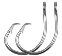 FUSIGO Lot de 20 hameçons ronds de pêche au thon en acier inoxydable avec tige solide Taille 8/0-28/0 (20 pièces 16/0)