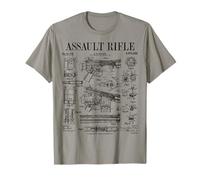 Fusil d'assaut vintage pistolet militaire arme à feu brevet T-Shirt