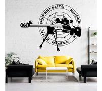 Fusil de sniper militaire Autocollants murals en vinyle Chasse à l’arme de guerre Sniper Maison Décoration de chambre des enfants Adolescents Cadeau unique Murale murale 54x42cm